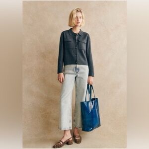 Sezane Betty Merino Wool Cardigan Gray